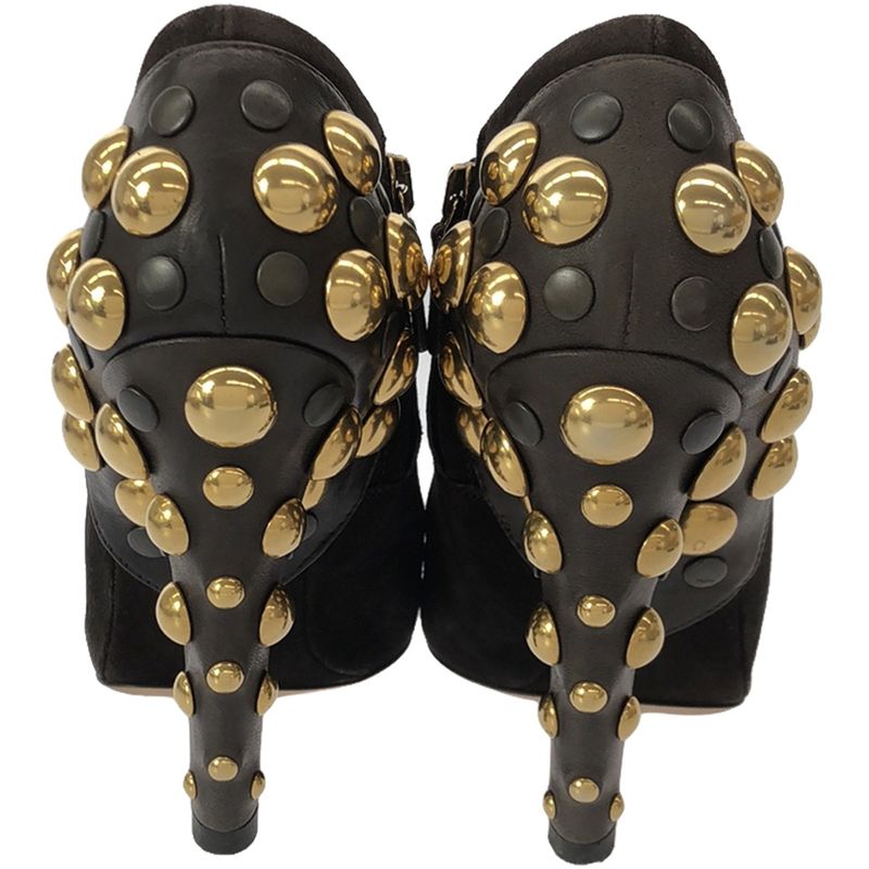 Gucci Studded Design Suede Booties Brown 35 208394