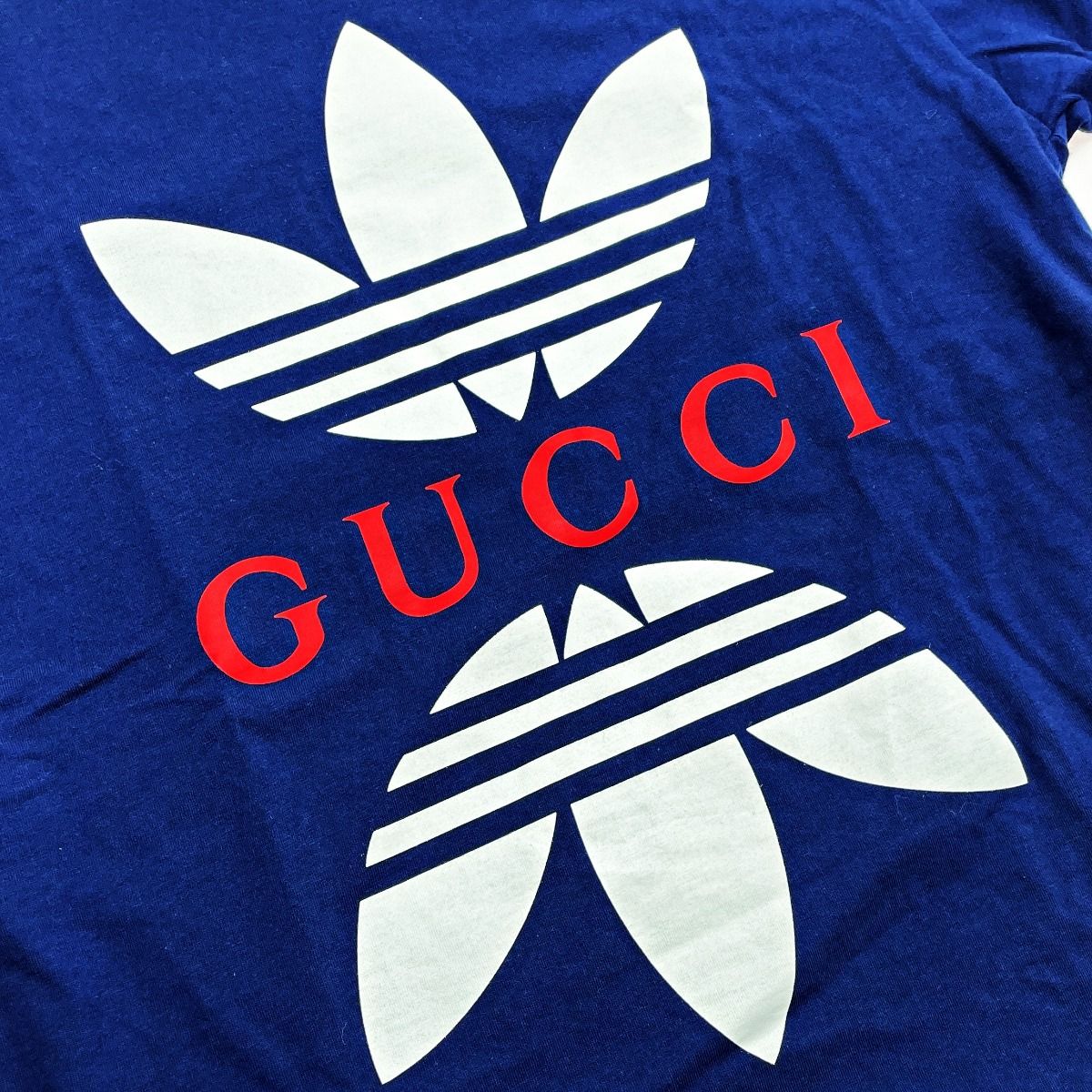 Gucci Adidas Collaboration Logo Print Short Sleeve T-Shirt Navy Size XS Men's