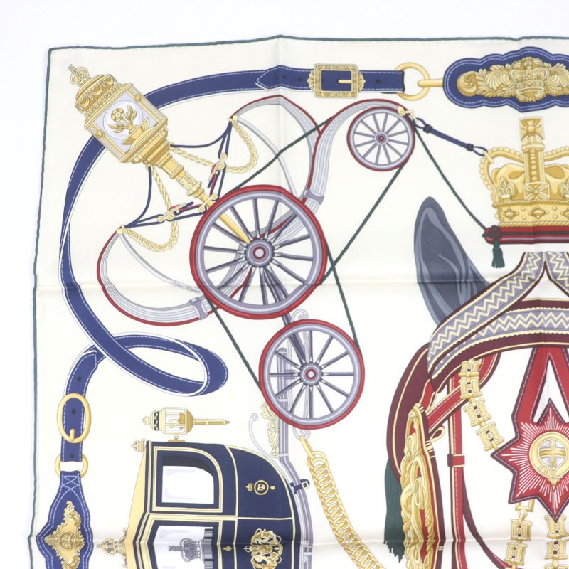 Hermes Carré 90 Stately Wheels 100% Silk Clesme / Bordeaux / Blue Current