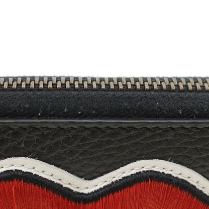 Gucci Round Zipper Embroidery GG Marmont Leather Black Unisex Long Wallet