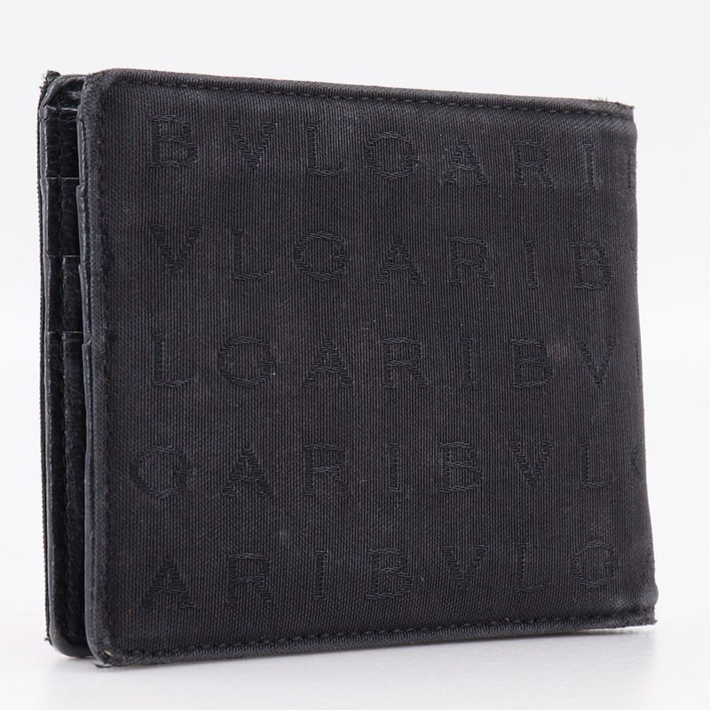 Bvlgari Logomania Wallet Canvas Black Men's Bifold Wallet