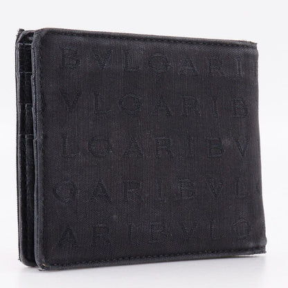 Bvlgari Logomania Wallet Canvas Black Men's Bifold Wallet