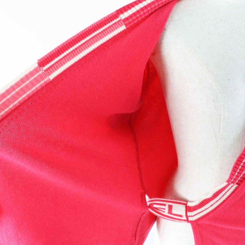 CHANEL P60724 100% Cashmere Coco Logo Line Short Sleeves Cache-coeur Knit