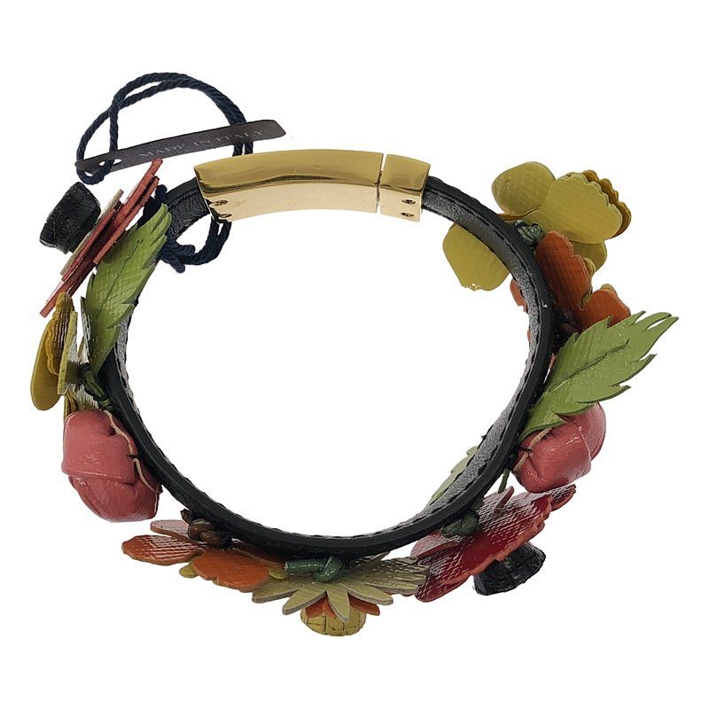 Prada Leather Bracelet With Flower Decoration And Logo - Multicolor - Women