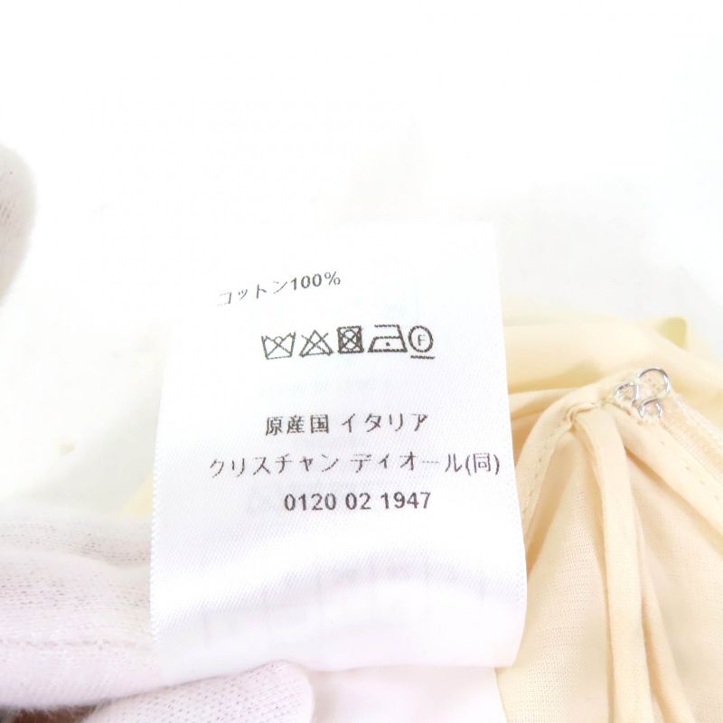 Christian DIOR 351j90a3294 100% Cotton Pleated Midi Plain Paris Skirt With