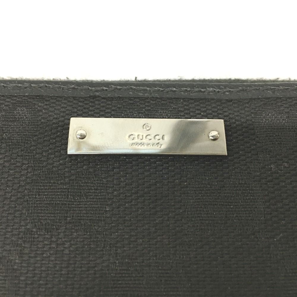 Gucci GG Canvas X Leather Round Zipper Long Wallet 307980 Black