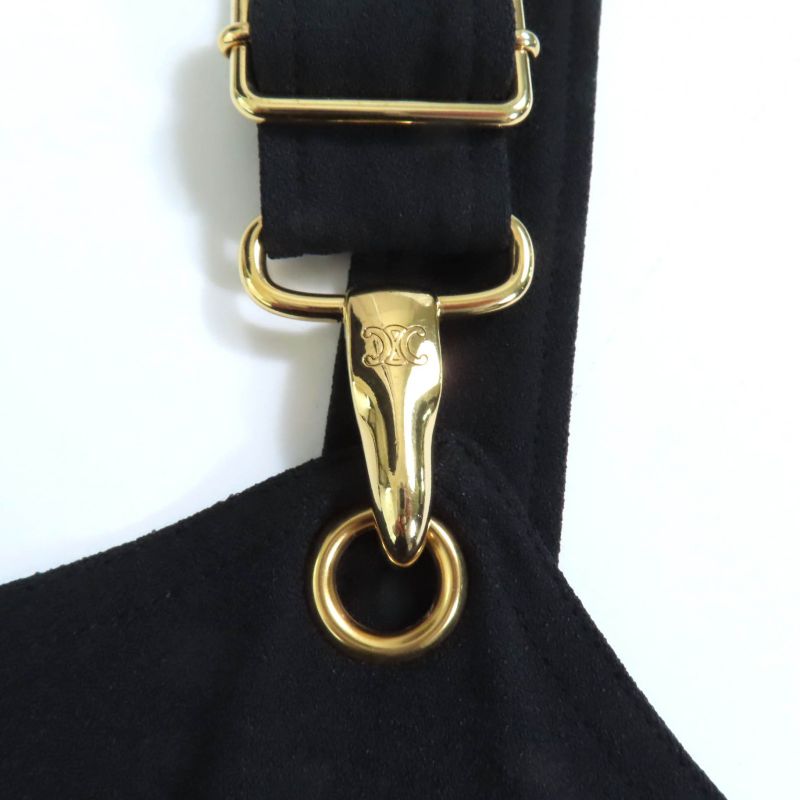 Celine 2r68g865c Triomphe Viscose Sable Workwear Dress Black 40 Women