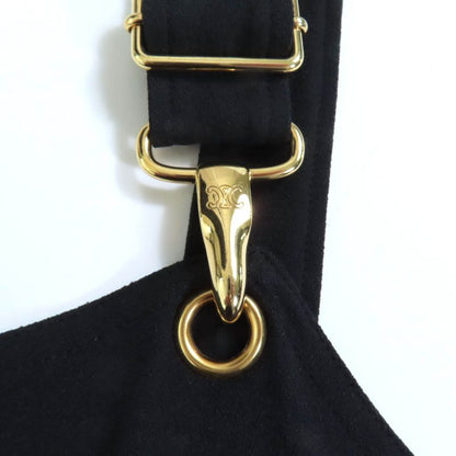 Celine 2r68g865c Triomphe Viscose Sable Workwear Dress Black 40 Women