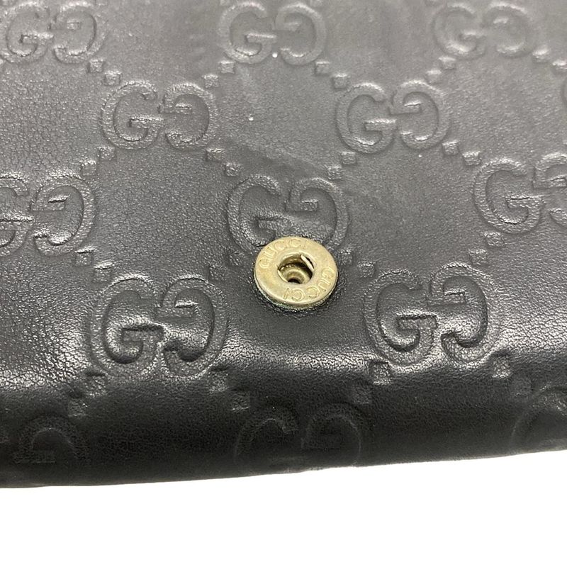 Gucci Long Wallet Stripe Line Metal Bar 244946 Black Leather