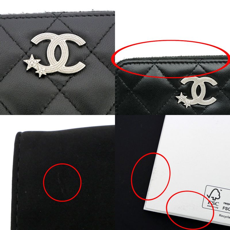 Chanel Compact Wallet Star Black Svhardware Ap3728 Coin Case