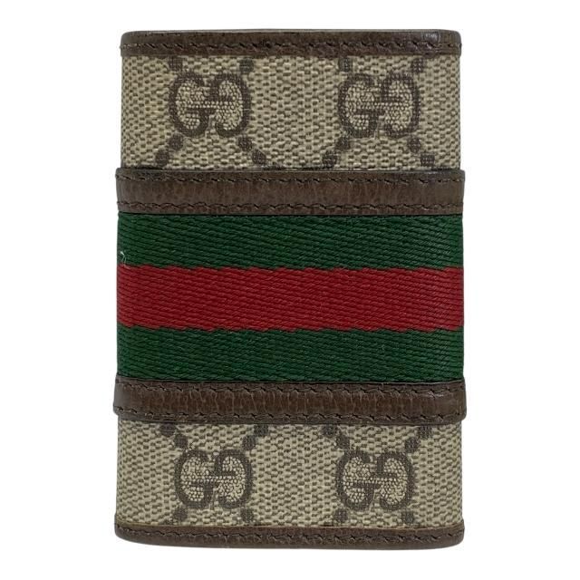 Gucci 603732 GG Supreme 6-stack Key Case Key Hook Canvas Leather Brown