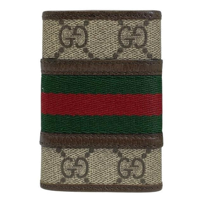 Gucci 603732 GG Supreme 6-stack Key Case Key Hook Canvas Leather Brown