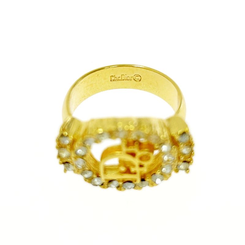 Christian Dior GP Rhinestone Dior Logo Ring Gold 404035 Ring