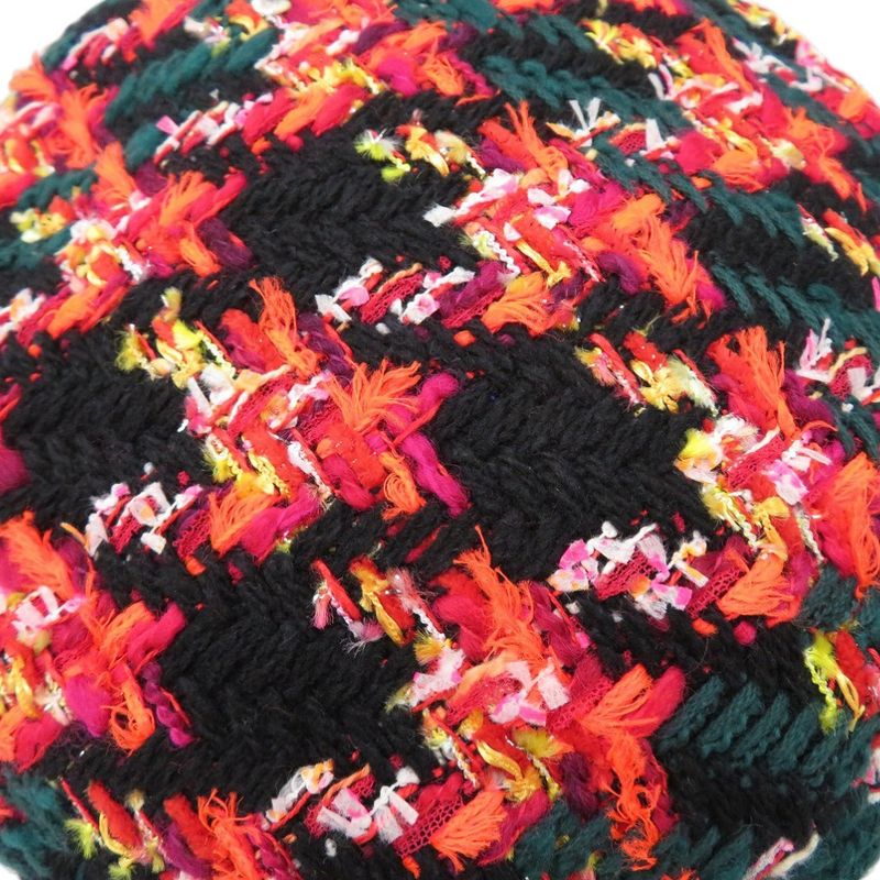 Gucci Tweed Check Beret With Ribbon GG Logo 729140 Wool Nylon Multicolor 1645