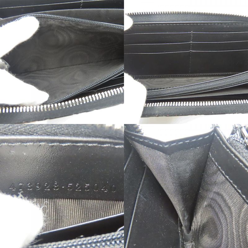 Gucci Long Wallet 473928 Guccissima Black Silver Hardware Round Zipper Shape