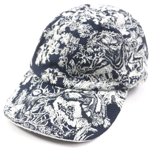  Christian DIOR 24tjv922x134 Toile Du Jouy D-player Hat White Navy 59 Made In