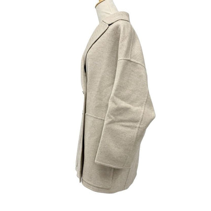 Hermes Outer Cashmere Beige Coat Serie Button