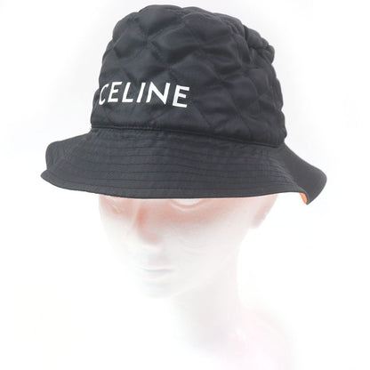 Celine 2aub0930c Logo Print Cotton Quilted Bucket Hat Black M Made In France