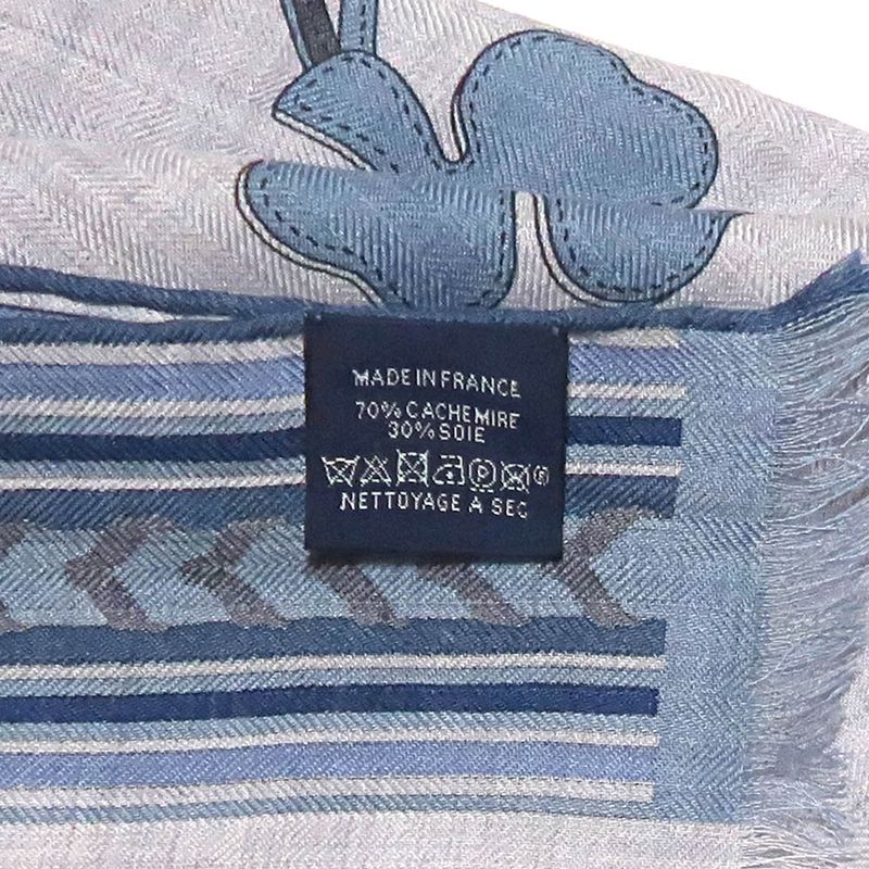 Hermes Shawl Rectangle 70% Cashmere 30% Silk Blue Cashcil Accessories