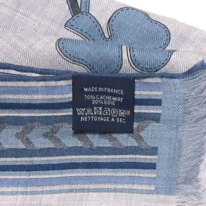 Hermes Shawl Rectangle 70% Cashmere 30% Silk Blue Cashcil Accessories