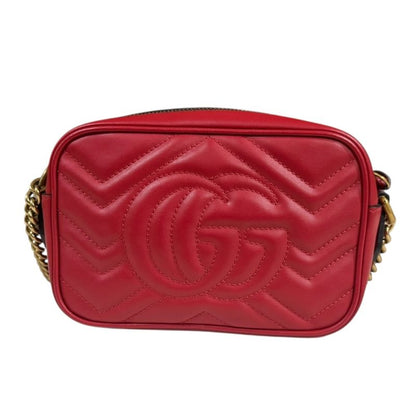Gucci GG Marmont Shoulder Bag Leather 448065 Red Ladies Gucci  Gucci