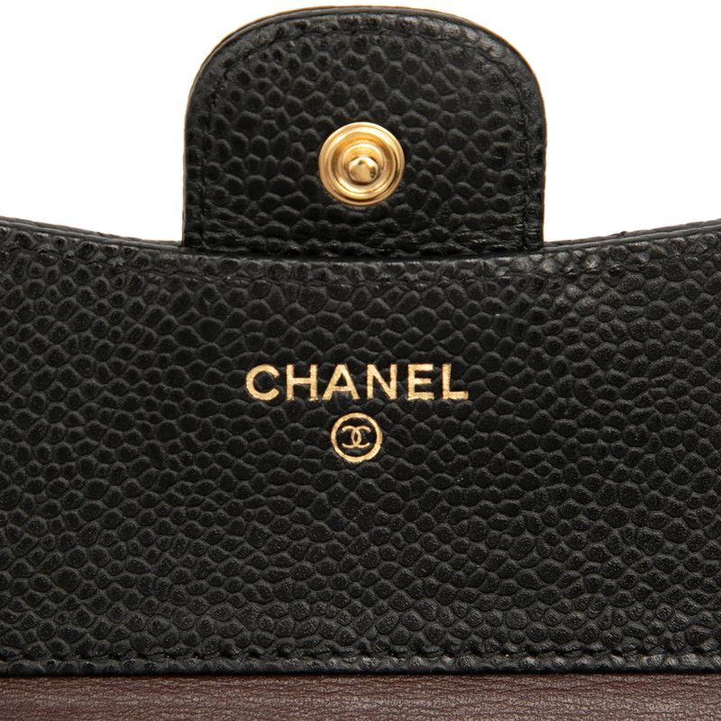 Chanel Matelasse Coco Mark Black Gold Hardware Caviar Skin Women's Chanel