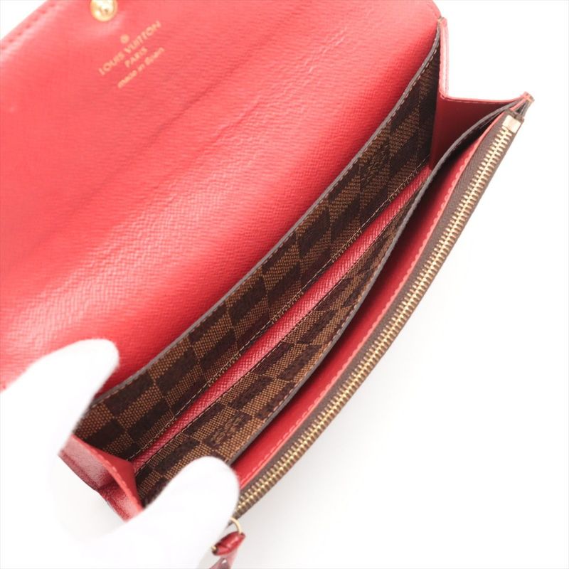 Louis Vuitton Damier Portefeuille Emilie Zipper Long Wallet N63544 Ebène Brown
