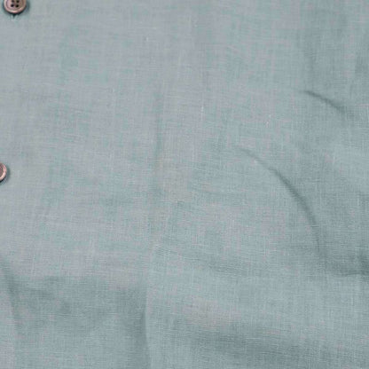 Hermes 22ss Linen Band Collar Shirt Turquoise Blue 38