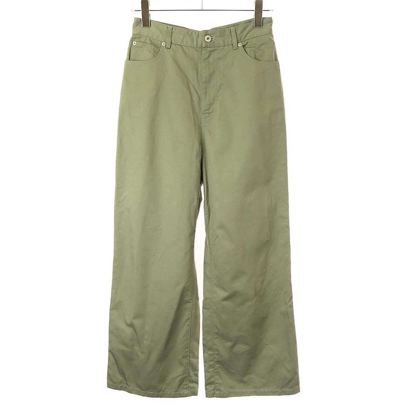 Loewe 24ss Logo Patch High Waist Pants S540y04xhi Olive 38