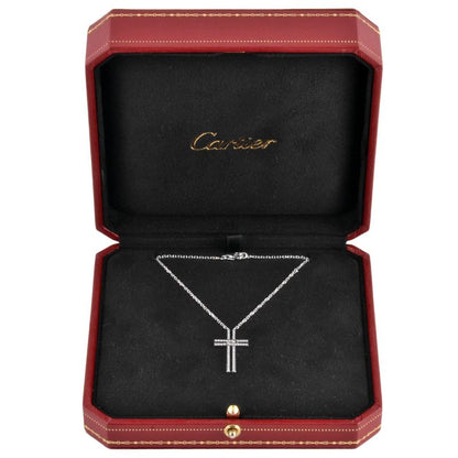 Cartier Cross Necklace With Diamonds 18K White Gold 52g