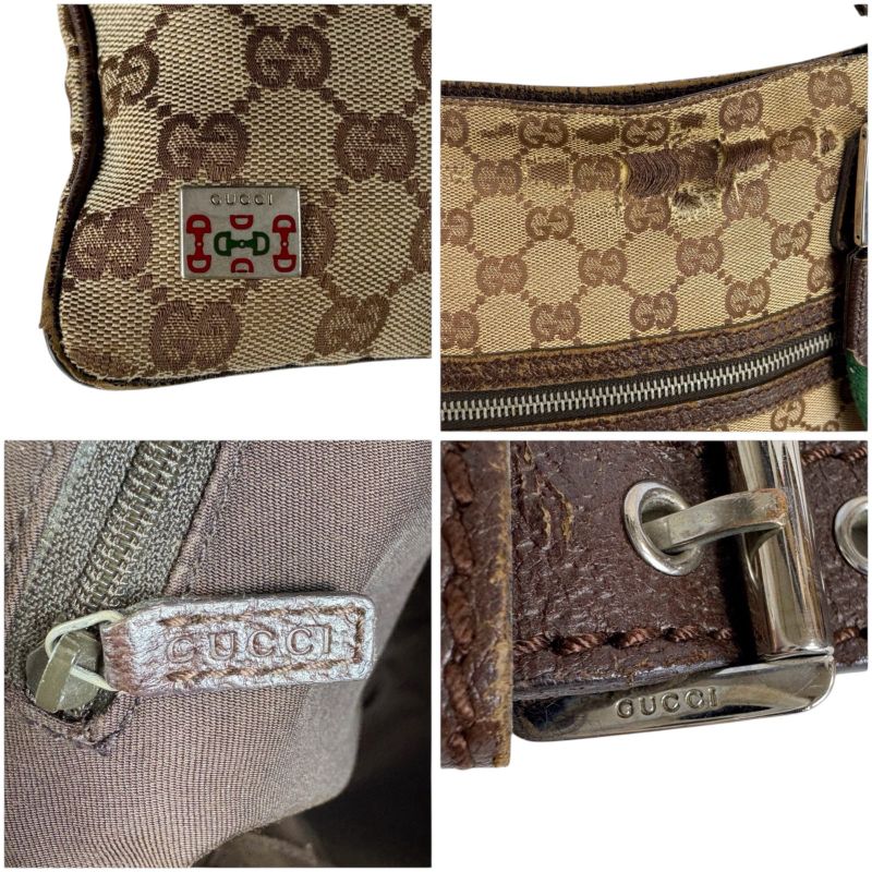 Gucci Shoulder Bag Sherry Line GG Canvas Brown Tricolor Crossbody Bag