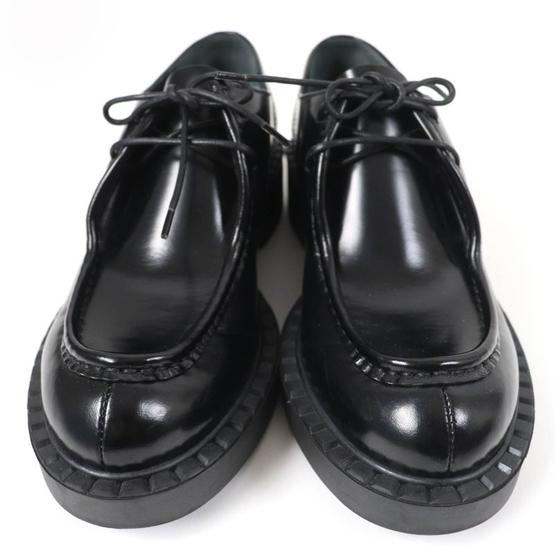 Prada 1e249n Lace-up Brushed Leather Shoes Black 36.5 With Box And Storage Bag