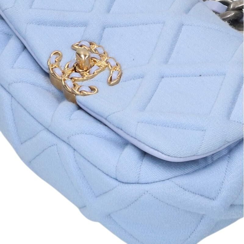 Chanel Jersey Mato Jersey Leather Strap Shoulder Bag Women