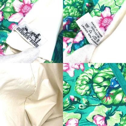 Hermes Shoulder Bag FROG Floral Flower Cotton Green