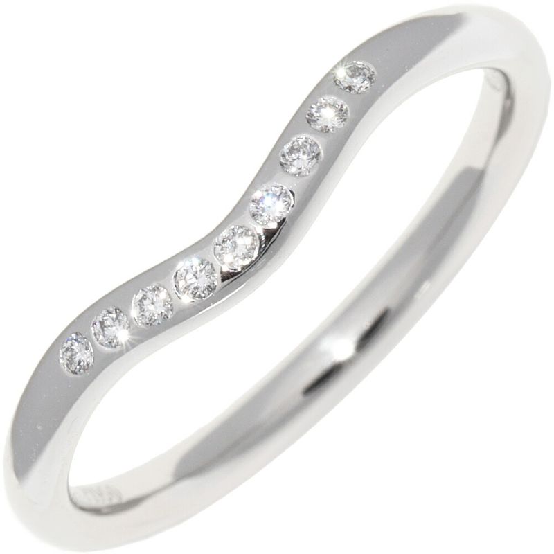 Tiffany & Co Pt950 Ring With 9 Diamonds (006ct) Curved Band Ring Width 2mm