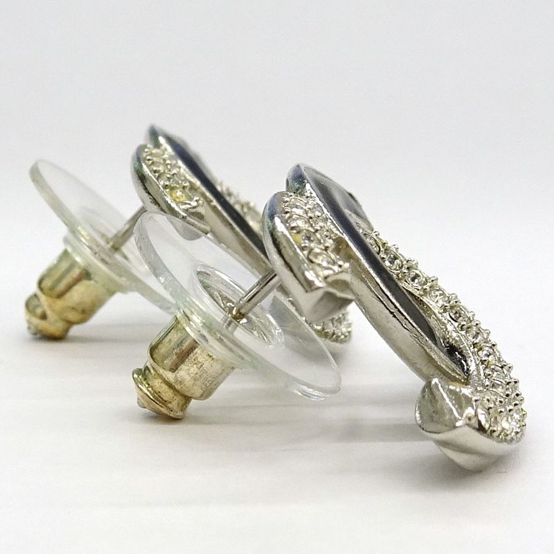 Chanel Earrings Coco Mark A24V Rhinestone Metal SV Accessories -