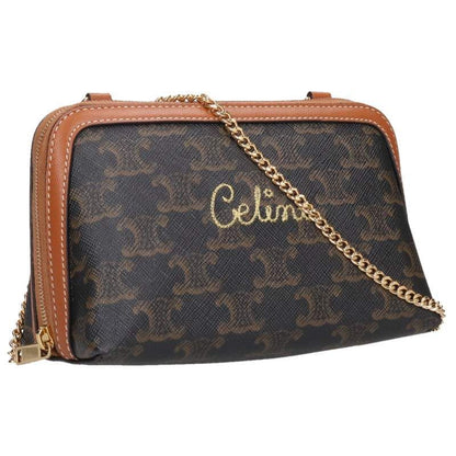 Celine Cuir Triomphe Chain Clutch Shoulder Bag Women