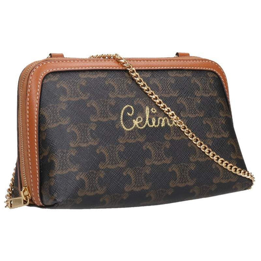 Celine Cuir Triomphe Chain Clutch Shoulder Bag Women