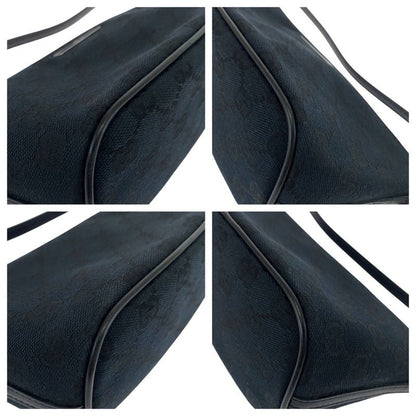 Gucci Black Silver Hardware GG Canvas/leather 039 1103 Handbag Accessory Pouch