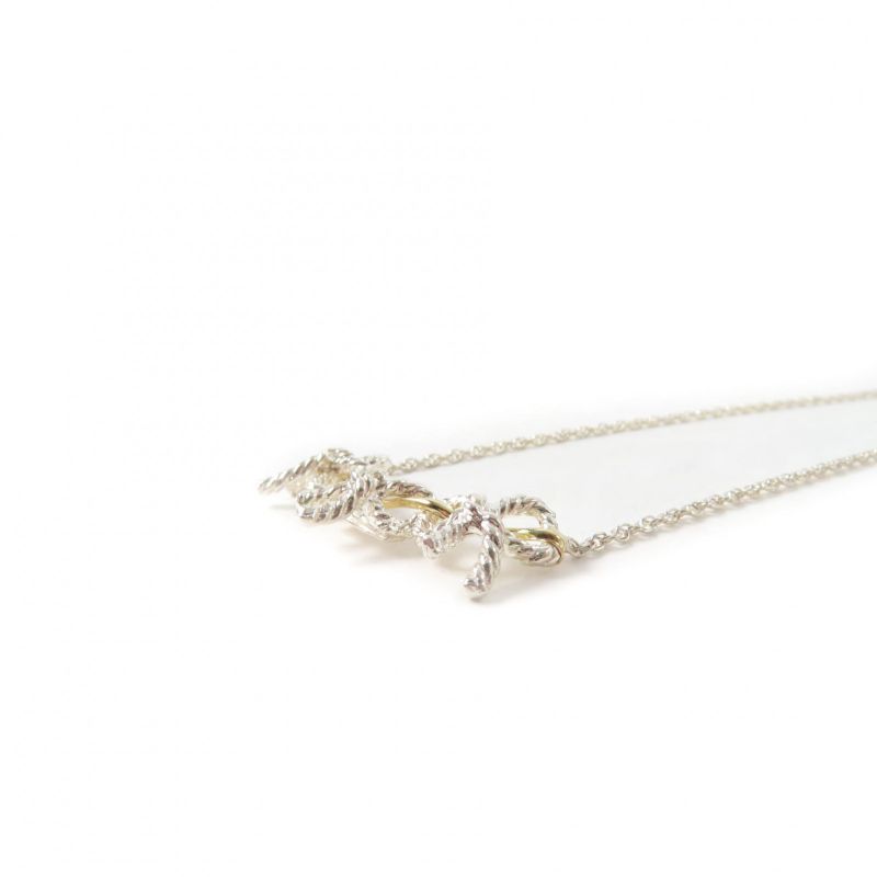 Tiffany & Co Triple Ribbon Combi Necklace Pendant Accessory Sv925 750 Silver