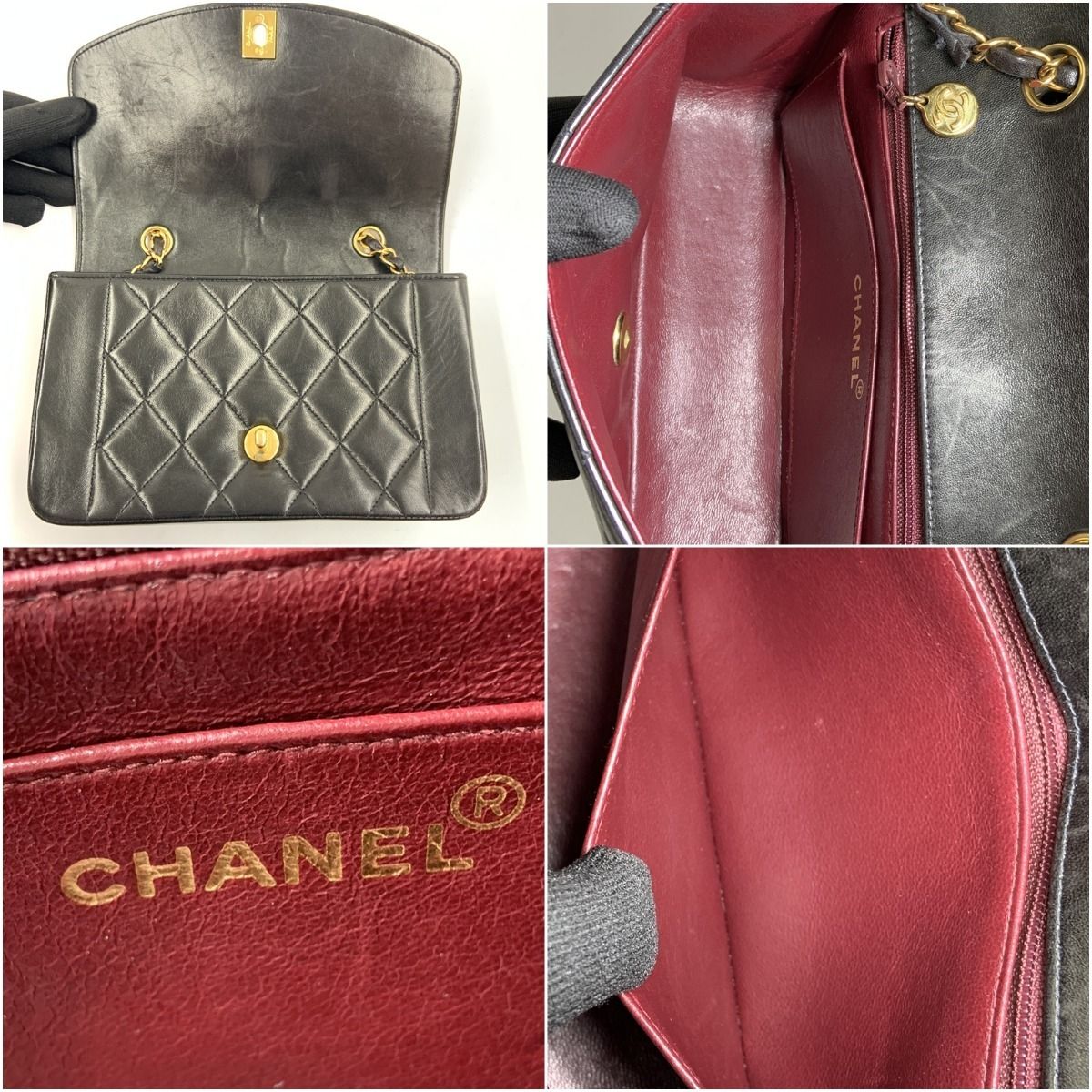 Chanel Matelasse Diana Flap Lambskin Chain Shoulder Bag Black