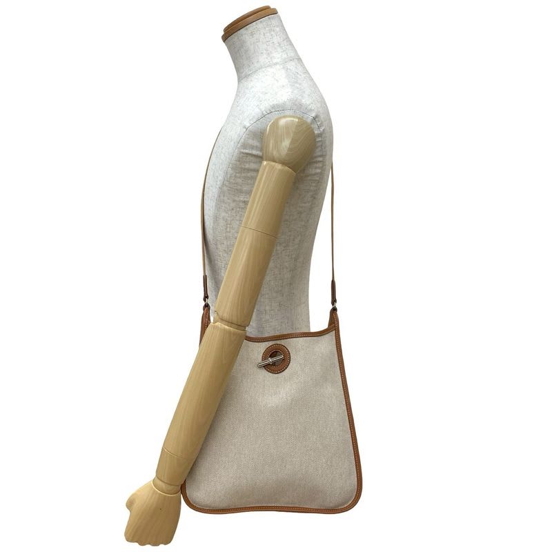 Hermes Hermes Vespa PM Toile Ash Buffalo Leather