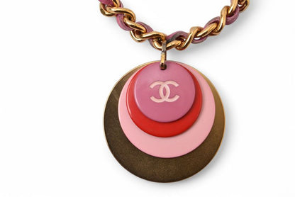 Chanel Bangle Chain Bracelet Chanel CC Coco Mark Pink Multi Gold 01