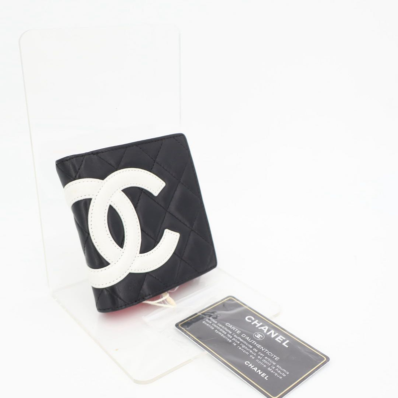 Chanel Cambon Line Bifold Wallet With Coin Purse Leather Ladies