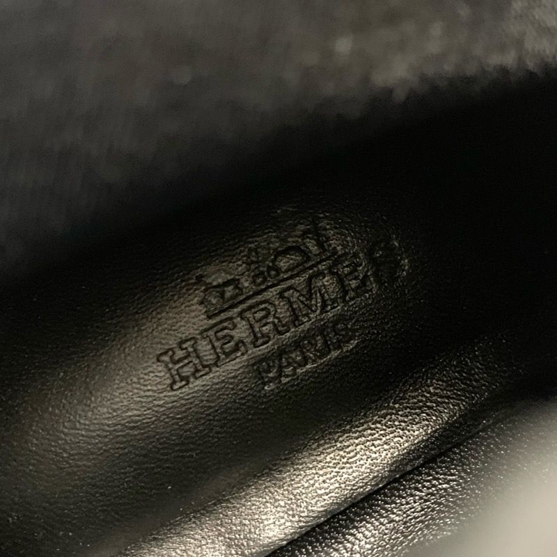 Hermes Saint Honore Boots Short Boots Shoes Suede Black Silver Constance