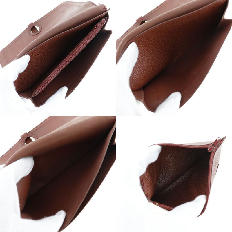 Hermes Dogon GM Taurillon Clemence Bordeaux Silver Hardware □D Ladies Long