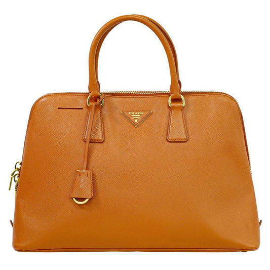Authentic Prada Leather Handbag Orange Bag Pre-owned [follow-up Discount