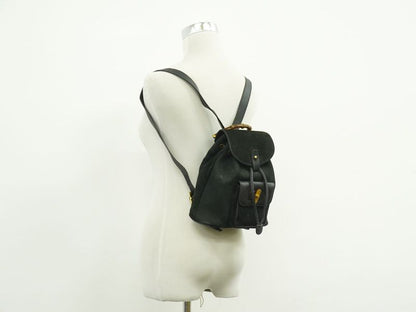 Authentic Gucci Bamboo Backpack Sac Backpack Suede Leather Black Bamboo Bag