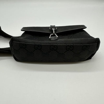 Gucci 92543 GG Canvas Waist Pouch Body Bag Black Women Men Fashion