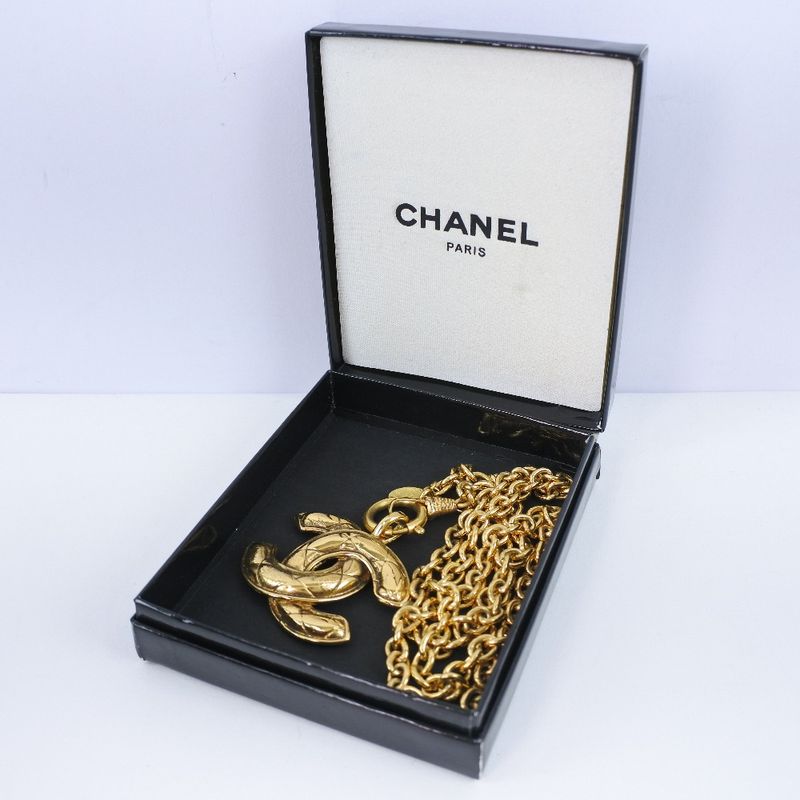 Chanel Coco Mark Matelasse Vintage Gold Plated Gold 3859 Ladies 65.5g Necklace